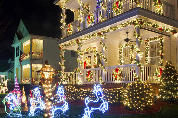 This traditional, Victorian-style, wood-siding home is beautifully and tastefully decorated for the Holiday Season. Please view my portfolio for other Christmas Lights images.