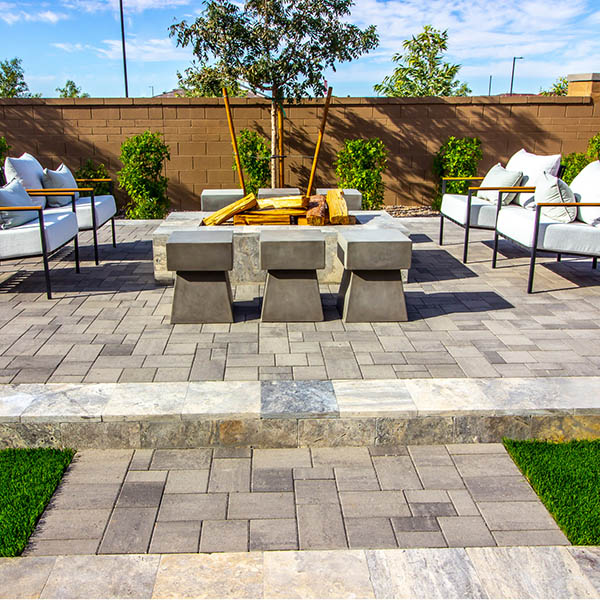 Rear Patio Conversation Area With Fire Pit And Chairs